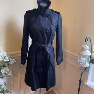 Banana Republic Women’s Classic Black Lined Trench Coat Like New SZ Petite Small
